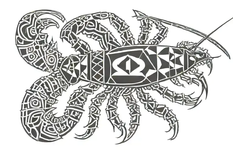 lobster with a name written tattoo design idea