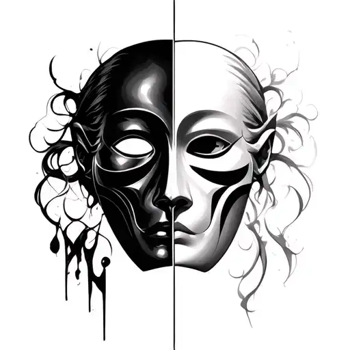 Two Faces – Guilt and Redemption mask 2 tattoo design tattoo design idea