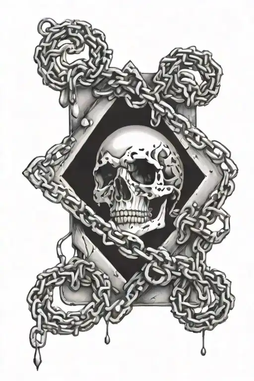 tattoo in vip shading style depicting a trap on a short broken chain tattoo design idea