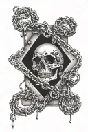 tattoo in vip shading style depicting a trap on a short broken chain tattoo design idea