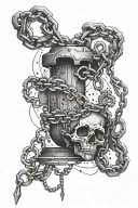 tattoo in vip shading style depicting a trap on a short broken chain tattoo design idea