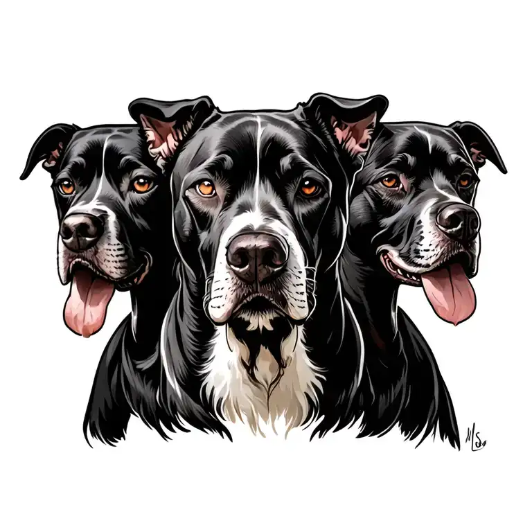 cerber dog has 3 heads tattoo design idea