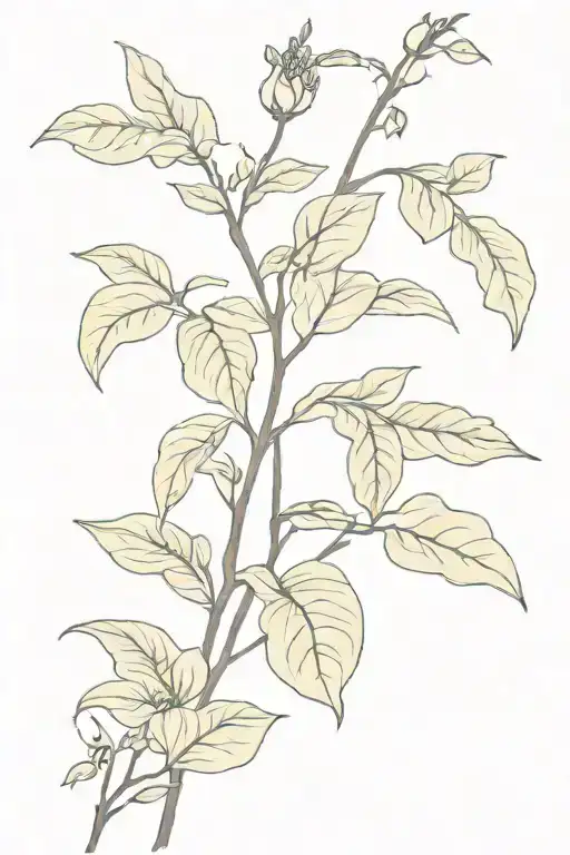 thai basil vine style with bud black and white snapdragon vine tattoo design idea