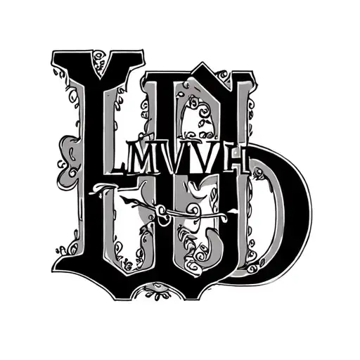 Minimalist tatoo of kids initials LMVVEH tattoo design idea