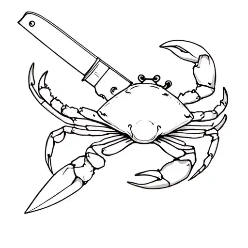 chef knife with crab tattoo design idea