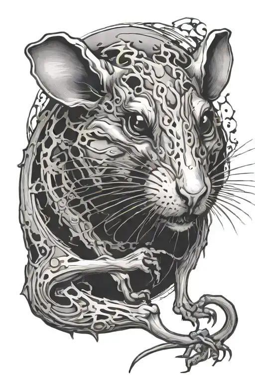 horror rat tattoo design idea
