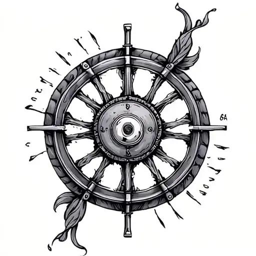Spinning wheel tattoo design idea