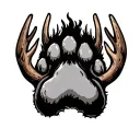 dog paw with moose antlers tattoo design idea