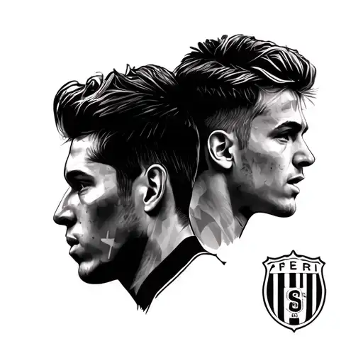 Justin Bieber and Messi on a face tattoo design idea