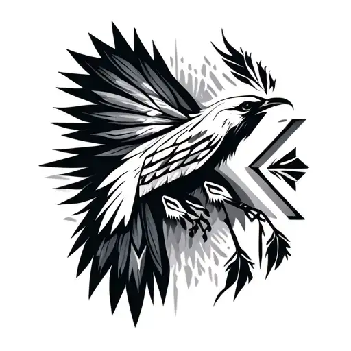 native american thunderbird geometric design incorporating tattoo design idea