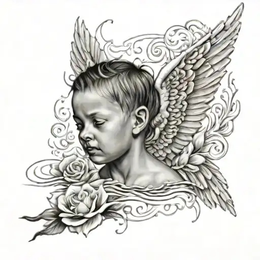 day i was baptized so october 2 2024 with angels cheering and says day i comitted tattoo design idea
