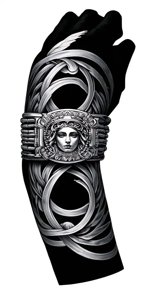 Versace bracelet on the arm tattoo design idea