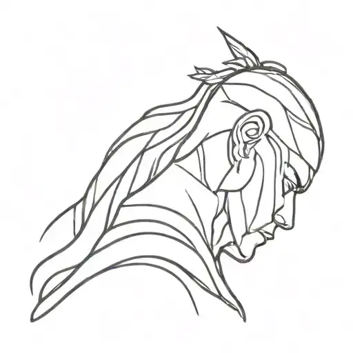  A side-profile portrait of a warrior gazing forward with calm intensity tattoo design idea