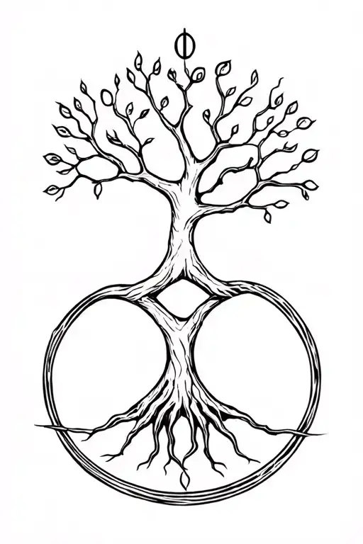 Tree of Life with Gemini zodiac sign tattoo design idea