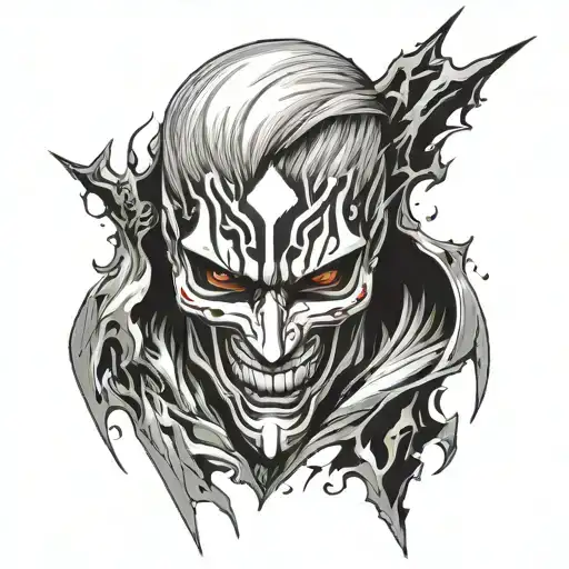 ichigo bleach hollow mask split in half tattoo design idea