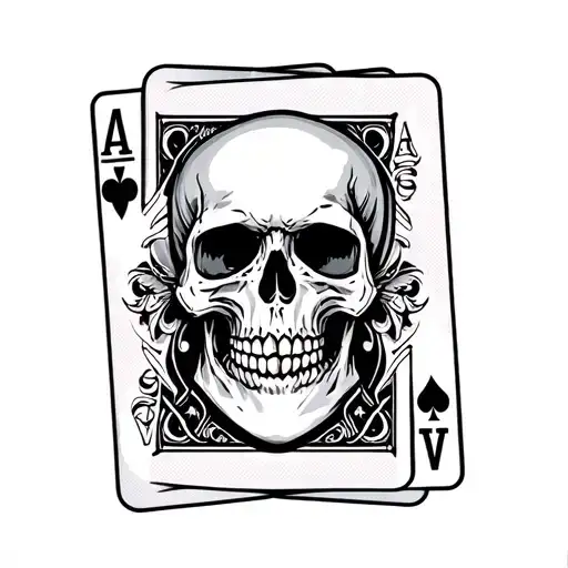 aces poker hand with the middle being a skull and text around that says the game was rigged from the start tattoo design idea