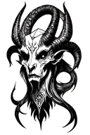 demons runes baphomet head tattoo design idea