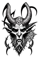 demons runes baphomet head tattoo design idea