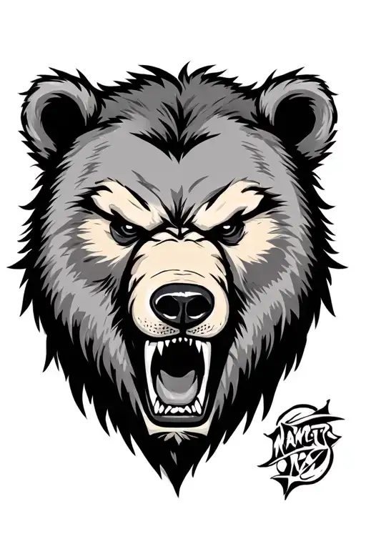 angry bear head tattoo design idea