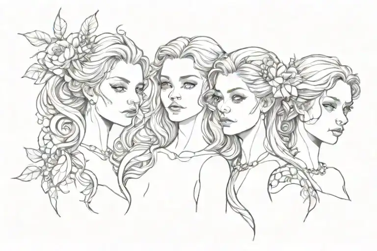 3 sisters tattoo design idea