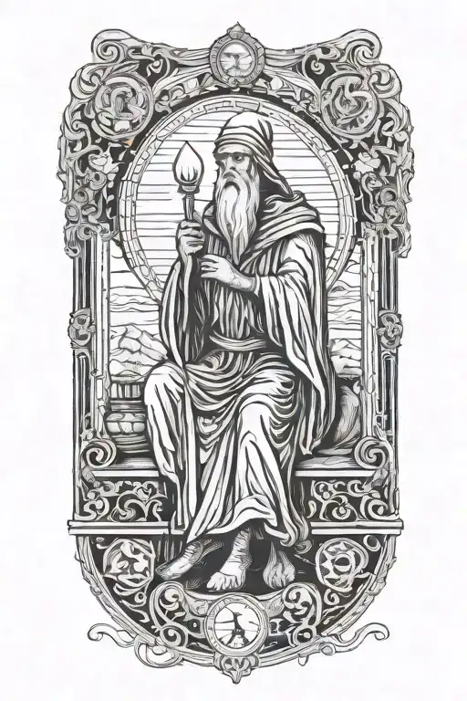 Tarot card, the hermit tattoo design idea