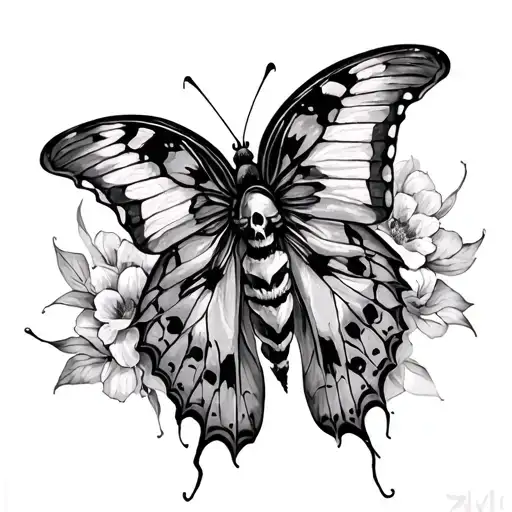dark romance butterfly and death moth tattoo design idea