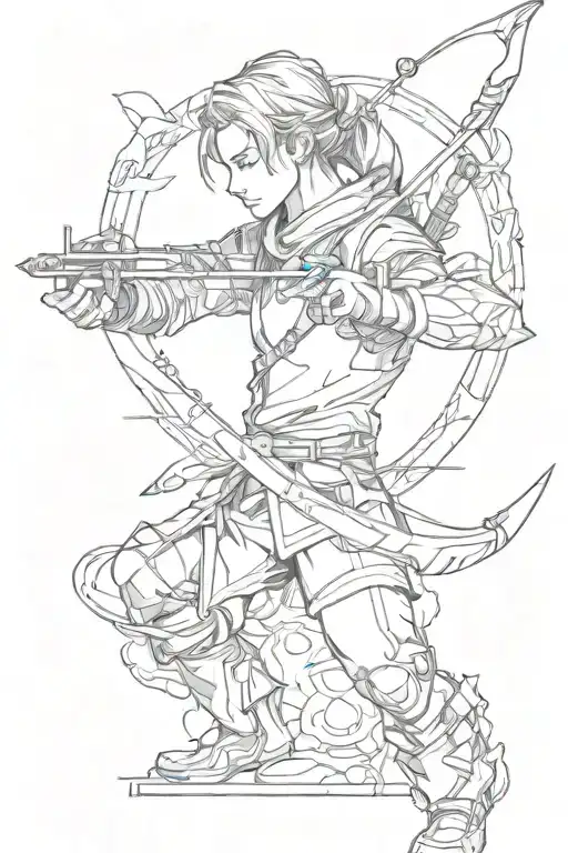 gamer shooting arrows tattoo design idea