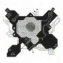 Incorporate circuit board patterns into a geometric design inspired by techno music tattoo design idea