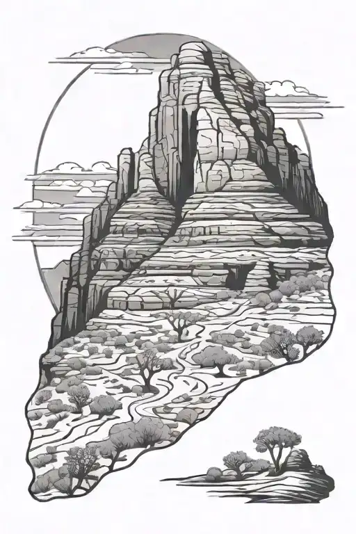 bell rock Arizona desert landscape tattoo design idea