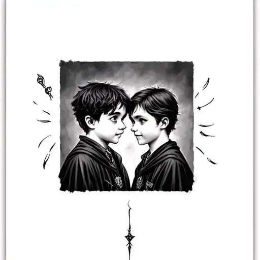 Harry Potter, not matching tattoos for best friend, small, symbols tattoo design idea