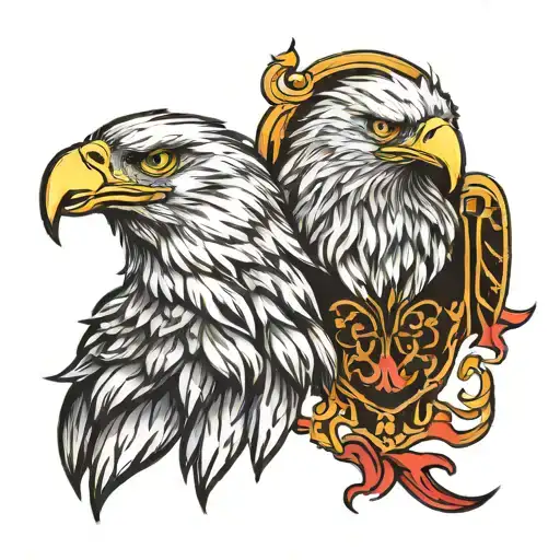 eagle and wolf head tattoo design idea