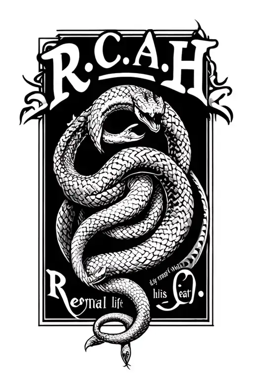 "R.C.A.H." Celtic eternal life of snake eat his tail tattoo design idea