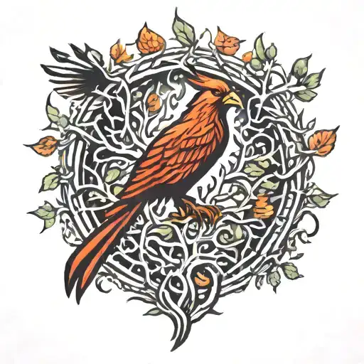 Phoenix Bird Inside A Tree Of Life tattoo design idea