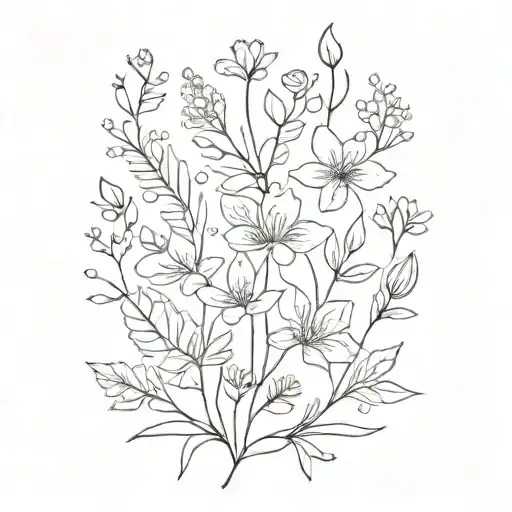 wildflowers intertwined tattoo design idea