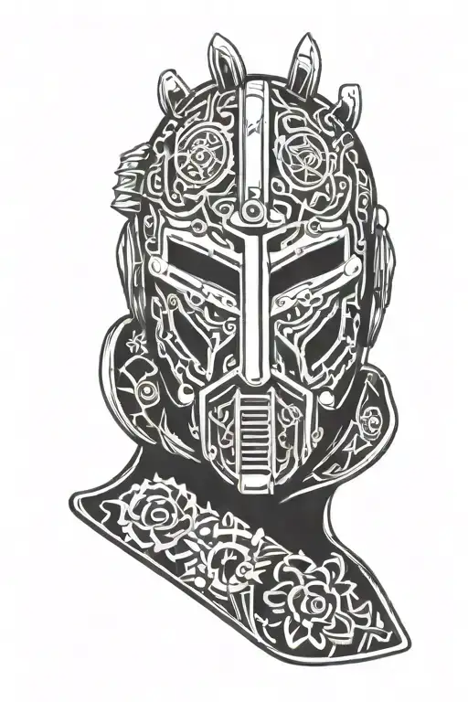 goalie mask holding tattoo design idea