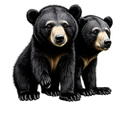 three bear cubs simple black tattoo design idea