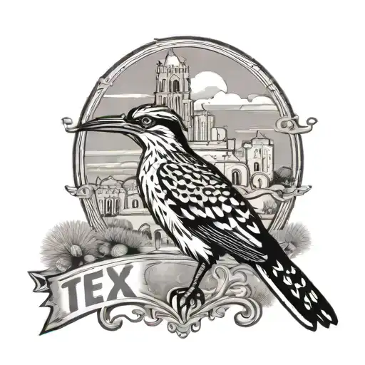 texas, the alamo, and a roadrunner  tattoo design idea