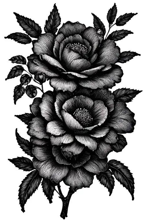 flores e folhas tattoo design idea
