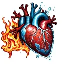 anatomically correct heart burned and in a block of ice  tattoo design idea