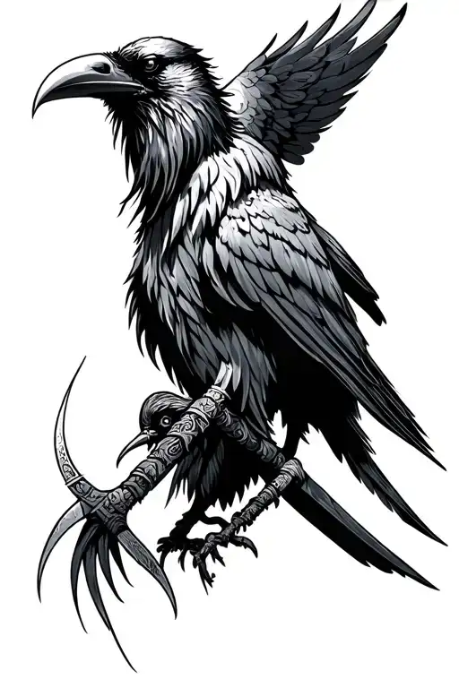 viking odin ravens tattoo design idea