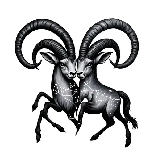 Capricorn and Aries constellation intertwined tattoo design idea