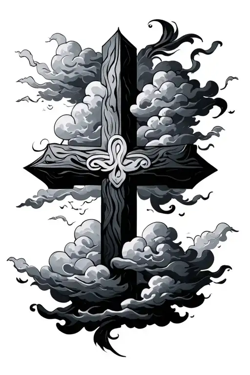cross with clouds and 9.15.22  tattoo design idea