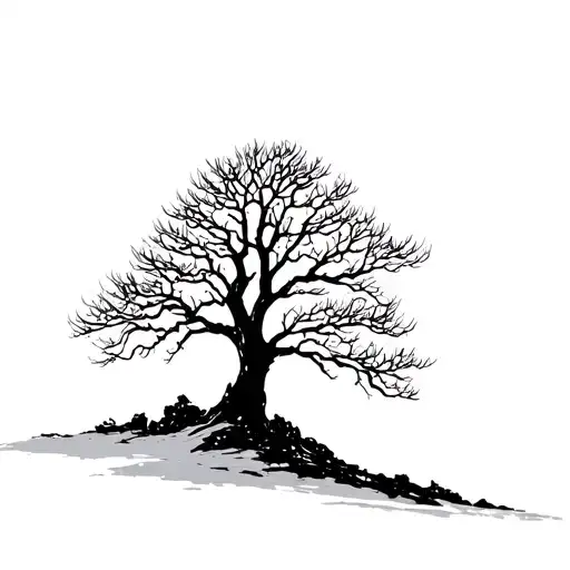 tree silhouette winter no leafs growing tattoo design idea