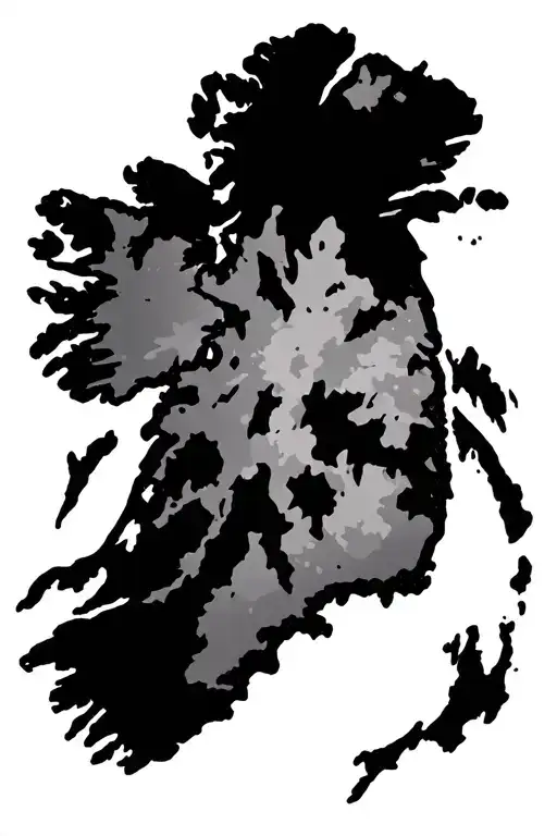 map of ireland anime rave tattoo design idea