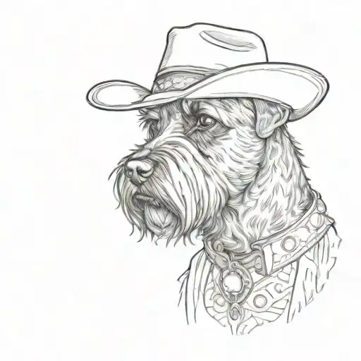 black schnauzer cowgirl portrait surrounded tattoo design idea