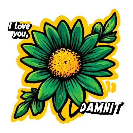 "I love you, Damnit" Scooby doo flower tattoo design idea