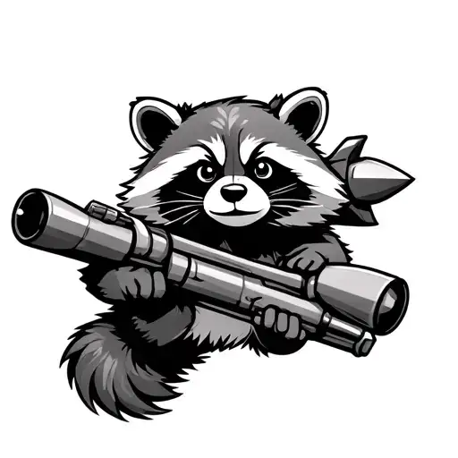 Racoon Holding Rocket Launchers tattoo design idea