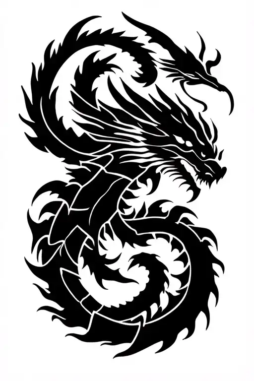 DRAGON ,PHOENIX SCORPIO INTERTWINE tattoo design idea