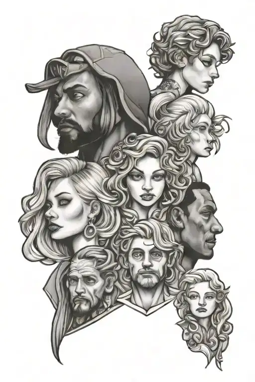 family of 5 tattoo design idea