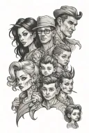 family of 5 tattoo design idea